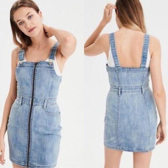 American Eagle Outfitters Denim Overall Dress | Size 4 | MSRP $70 - Picture 1 of 5